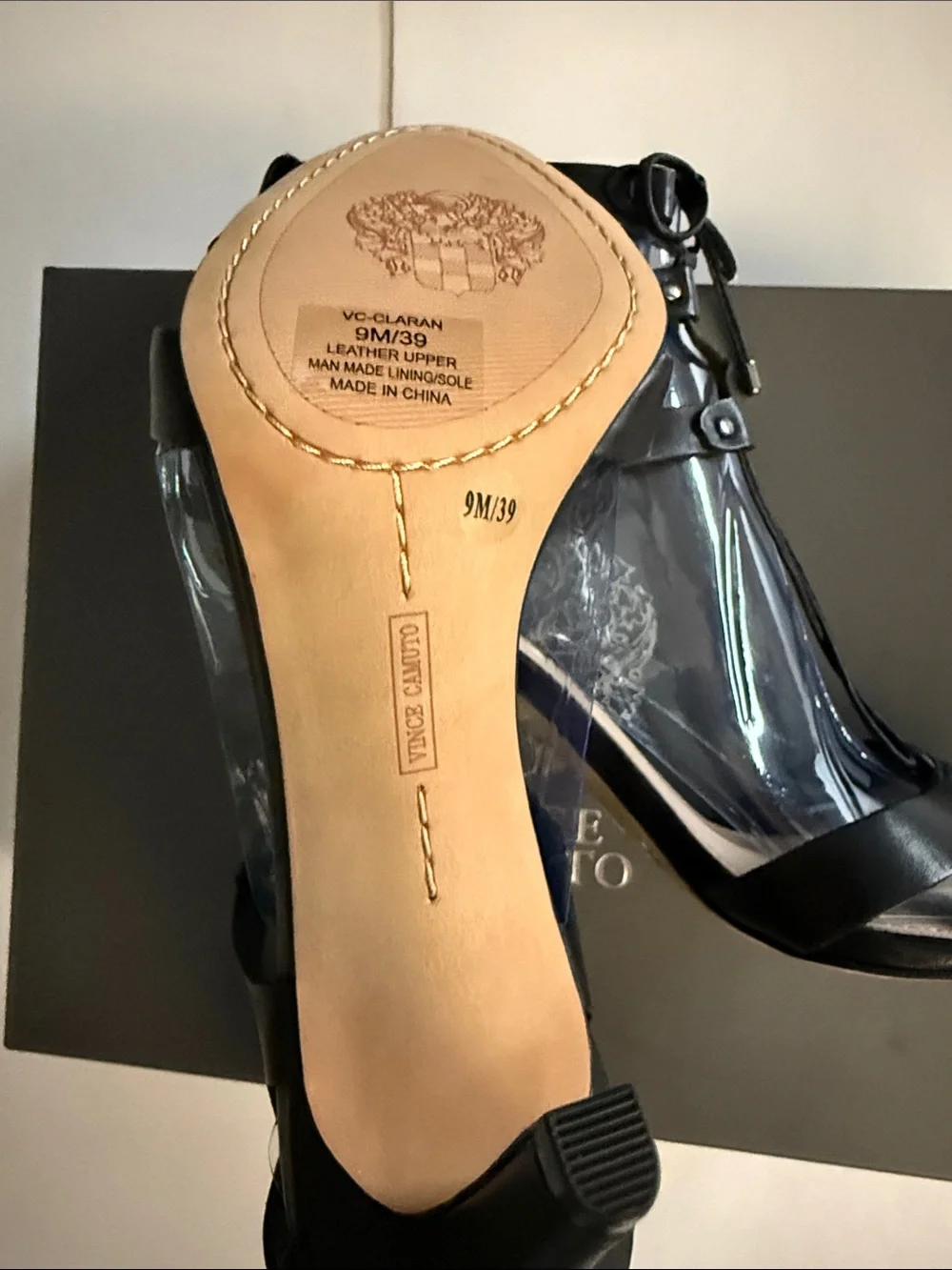 NWT VINCE CAMUTO CLARAN Black Leather Lace-Up High Heel Sandals, 9/39